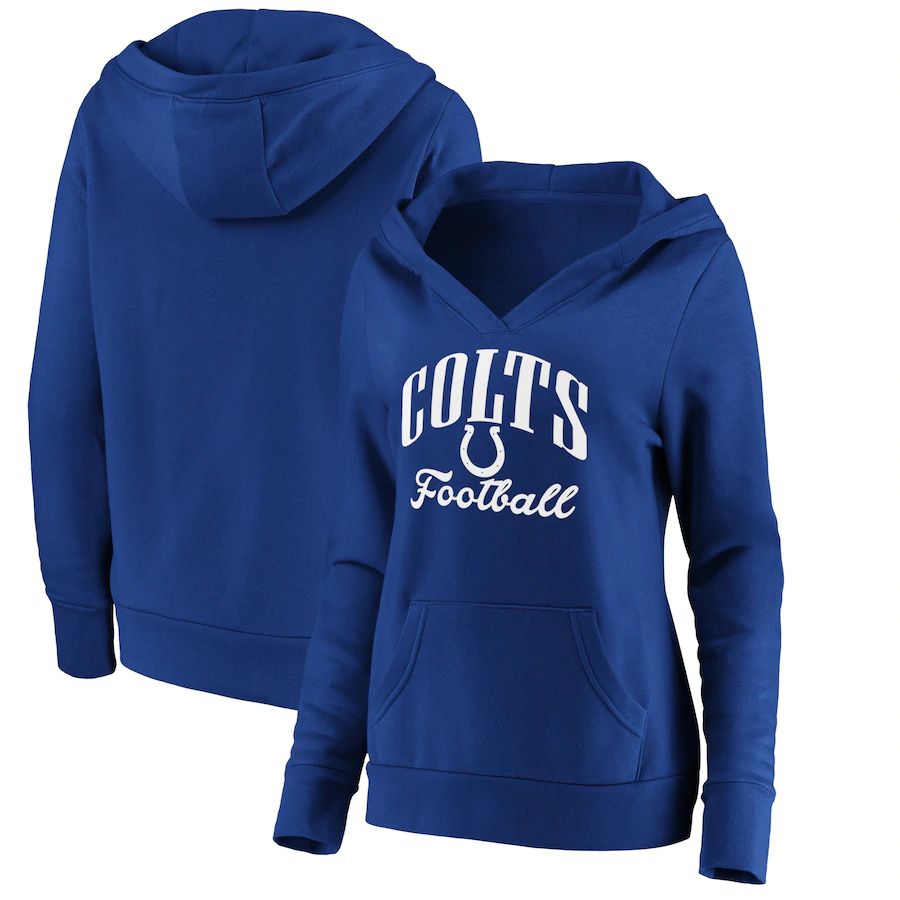 Women Indianapolis Colts Fanatics Branded Royal Victory Script V-Neck Pullover Hoodie